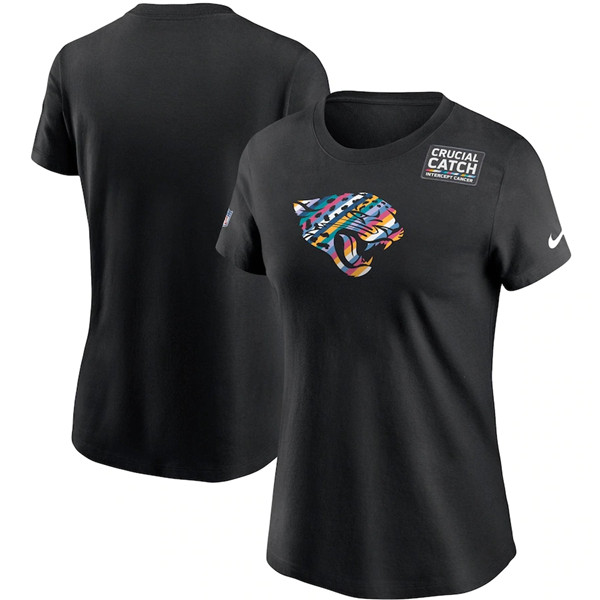 Women's Jacksonville Jaguars Black NFL 2020 Sideline Crucial Catch Performance T-Shirt(Run Small)